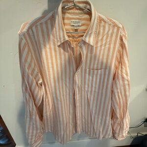Club Monaco Orange and White Casual Button Down Shirt